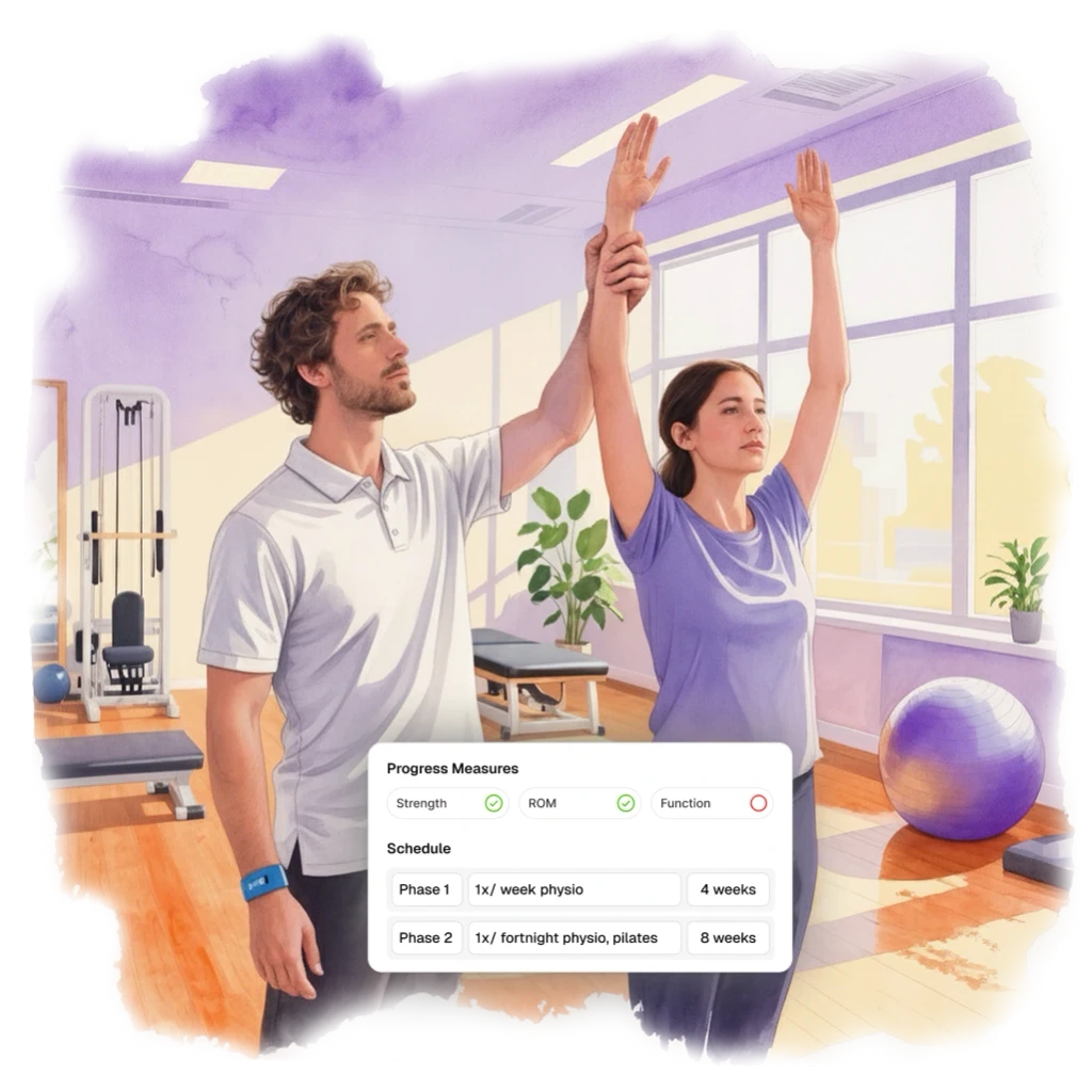 preve Automatically generate a treatment plan for the patient based on the discussion between the physiotherapist and the patient.