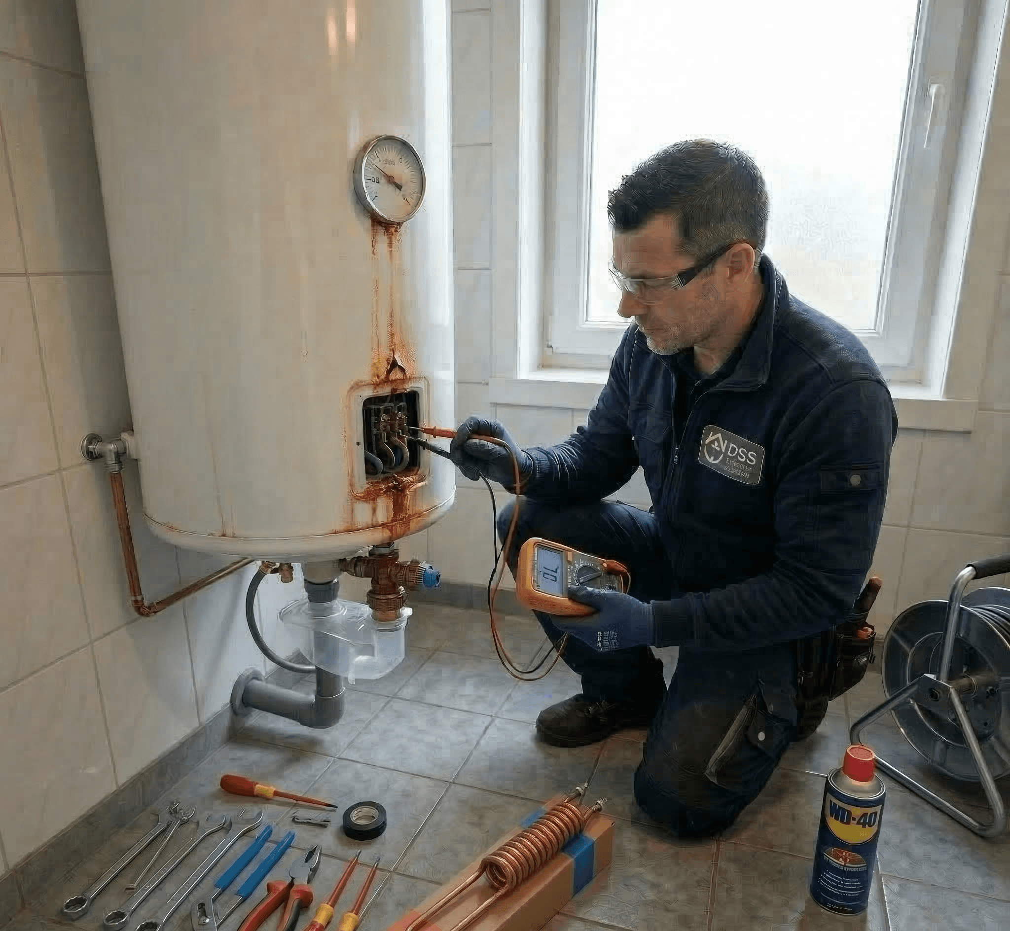 person holds door lever