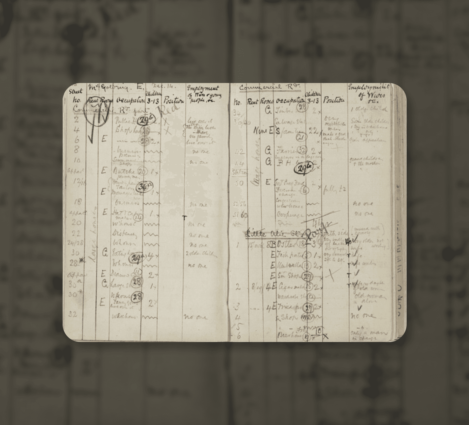 Pagina di un registro manoscritto storico con dati demografici