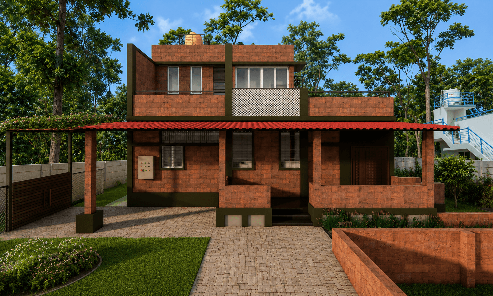 modern house on the shore