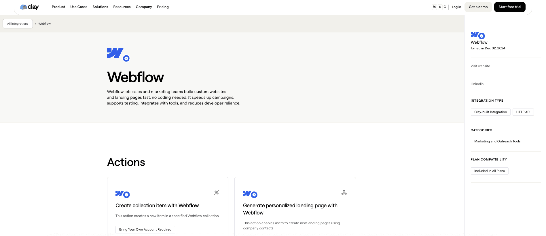 Clay + Webflow Integration