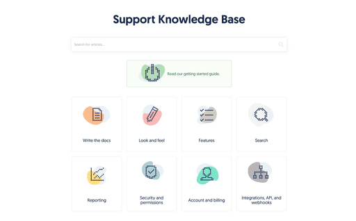 screenshot of Support Knowledge Base by KnowledgeOwl