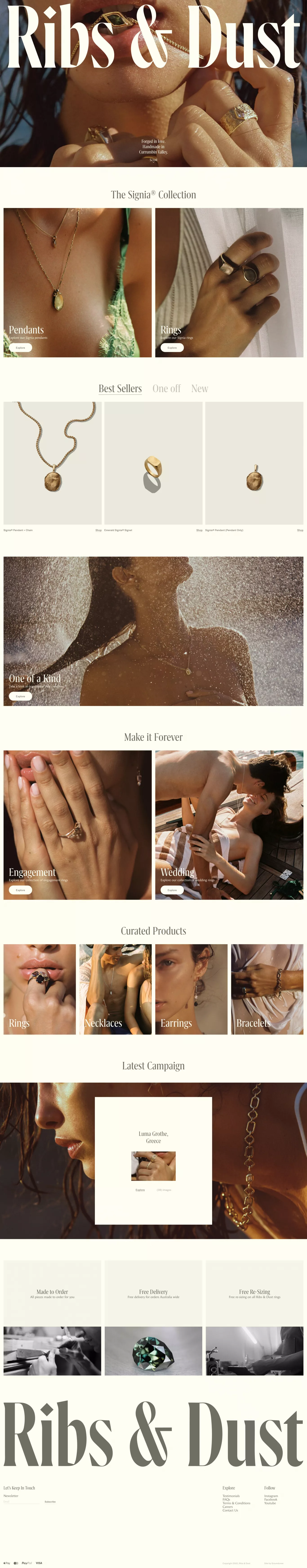Ribs And Dust ecommerce page screenshot showcasing Design and Fashion design