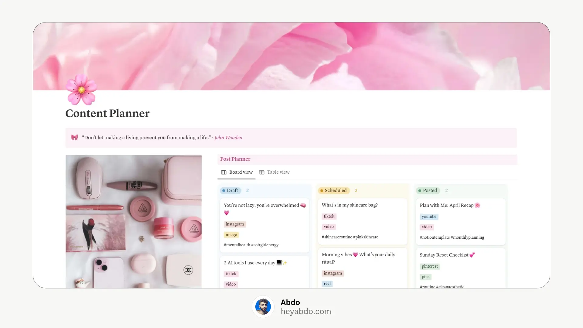Aesthetic Notion Content Planner