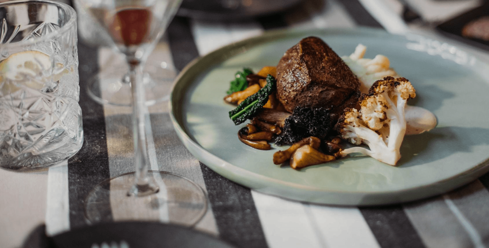 a steak with cauliflower