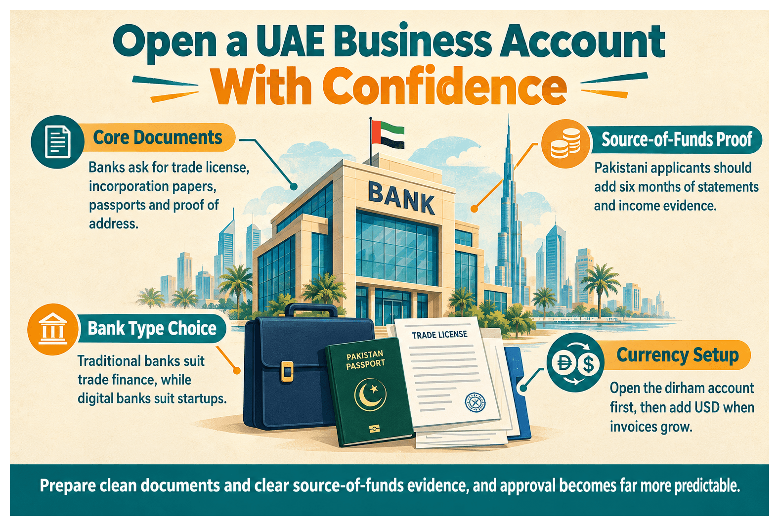 Infographic: Opening a UAE Corporate Bank Account as a Pakistani Entrepreneur