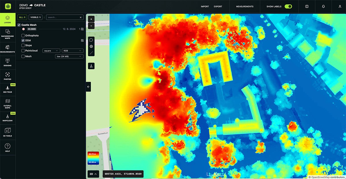 Digital Surface Model in AVAG