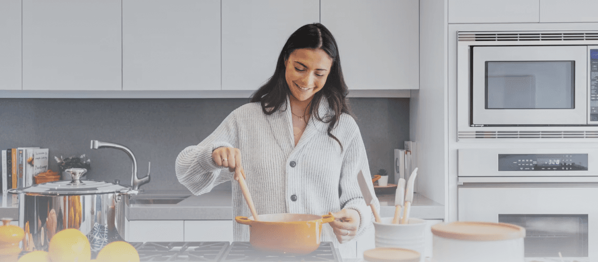 Woman cooking in a modern kitchen