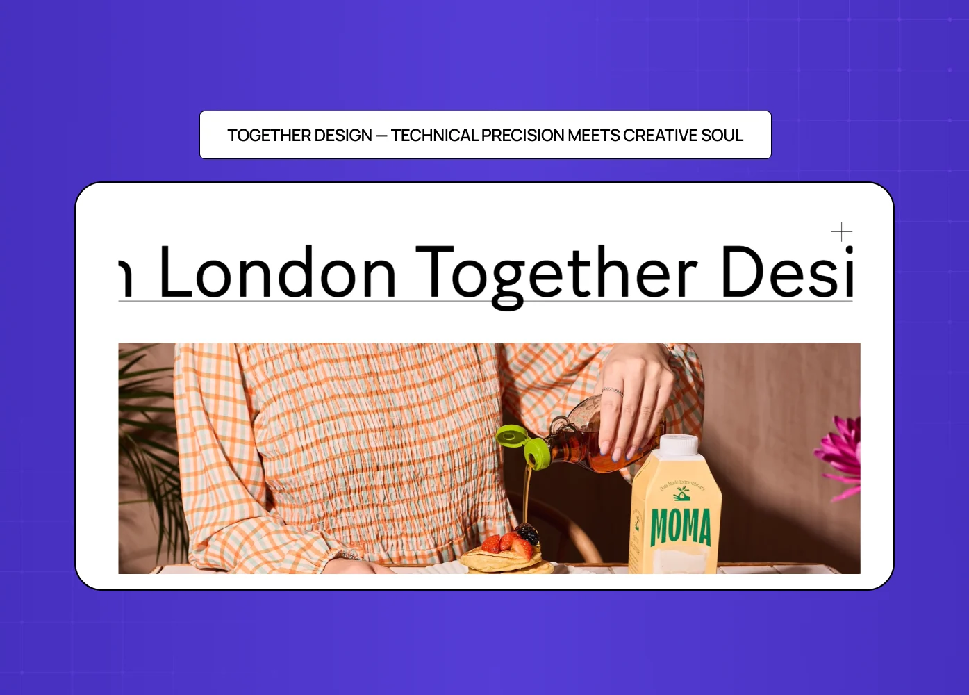 Together Design website featuring editorial-style layout with typography and product imagery.
