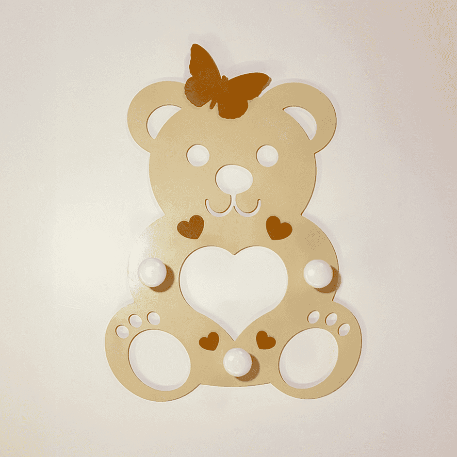 Photo d'un porte-manteau nounours réalisé à la main.