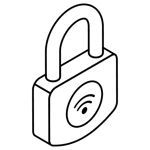 A wireless padlock symbolizing secure digital access or connectivity.