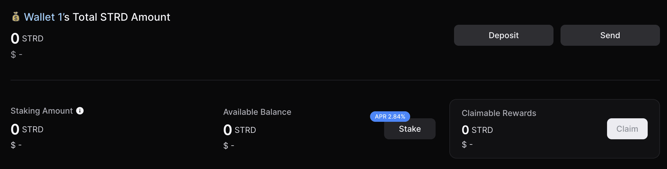 Track STRD staking rewards