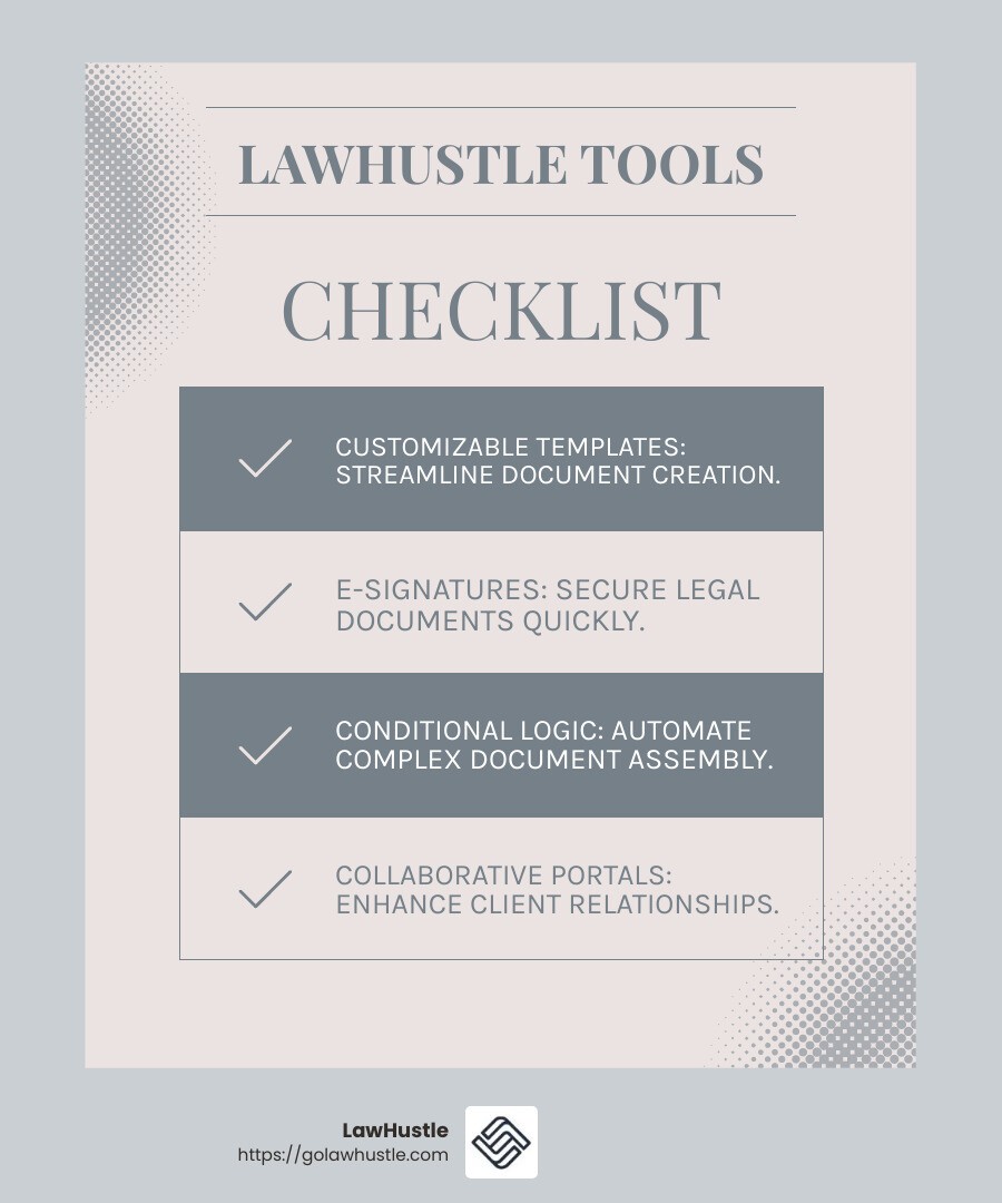 Efficiency and Accuracy: Document Automation's Impact - document automation large law firm infographic checklist-light-blue-grey