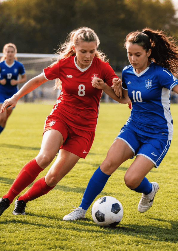 Två tjejer spelar fotboll