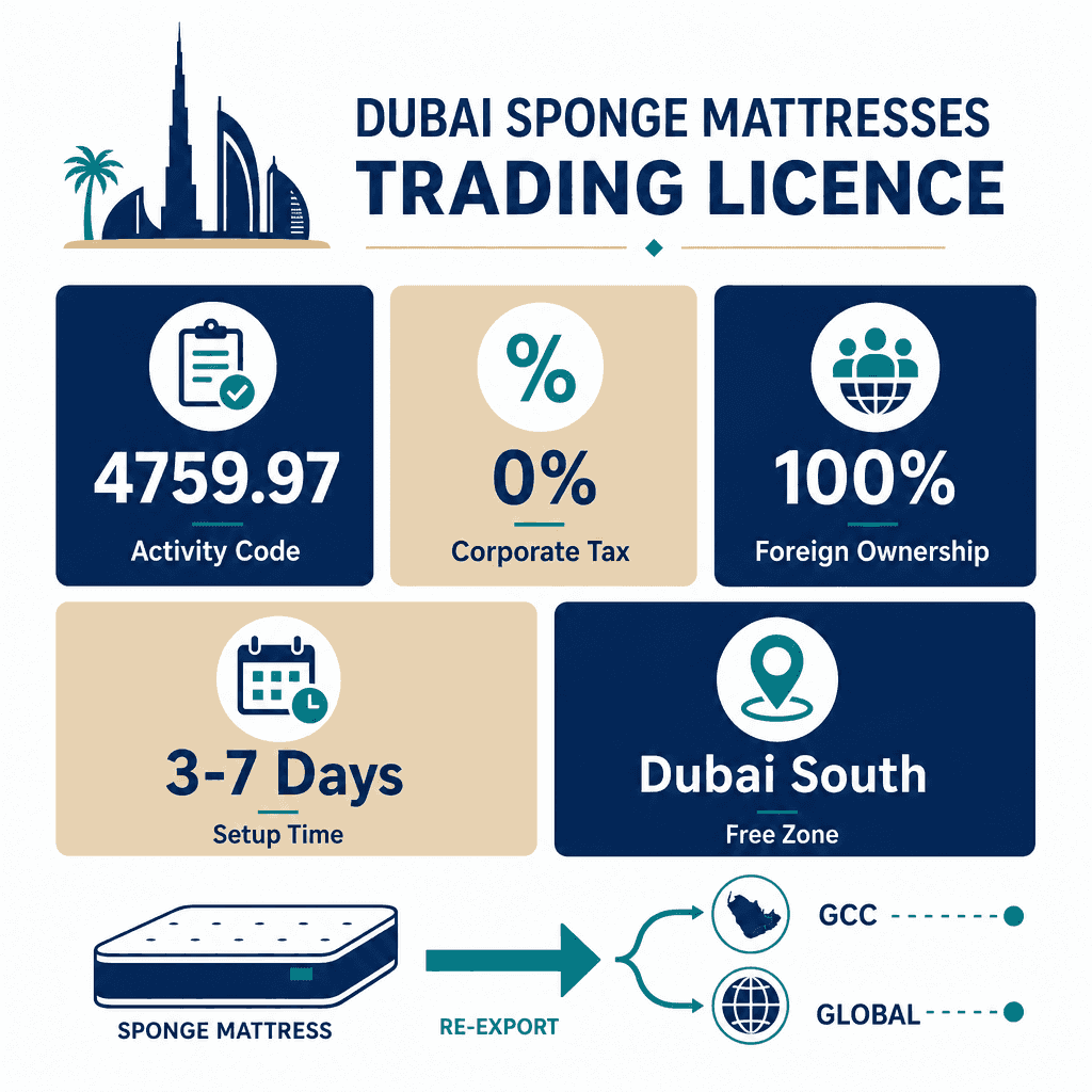 Infographic: Apply for a Sponge Mattresses Trading License in Dubai