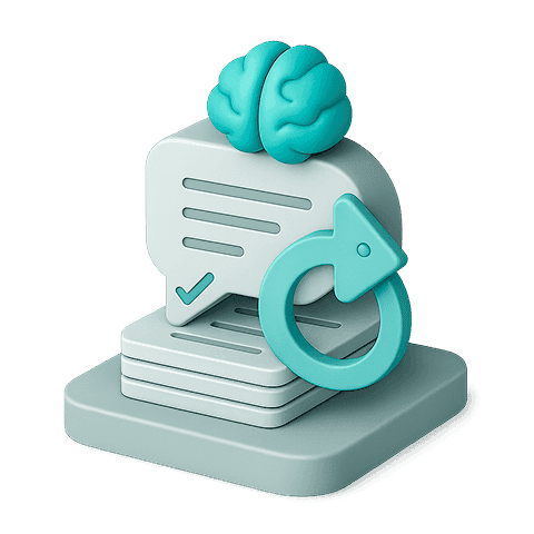 Brain on document with refresh arrow