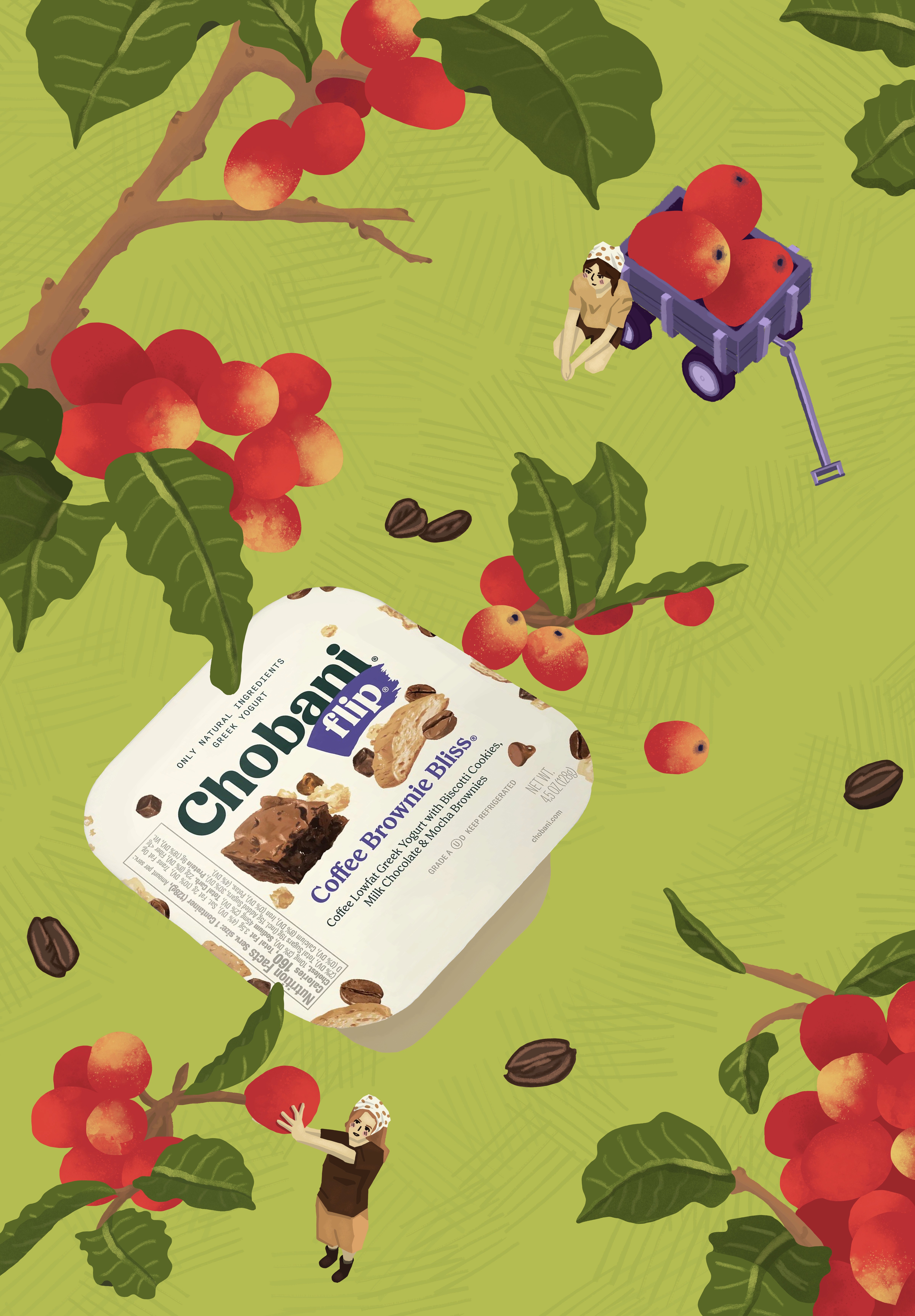 First Critique. From this critique, I change the clothes on the people to better match the piece’s color palette. I add more shadows and highlights to the coffee cherries for more depth and make the cart and figures larger. Overall, I learned about the importance of balance and exploring textures with this project.