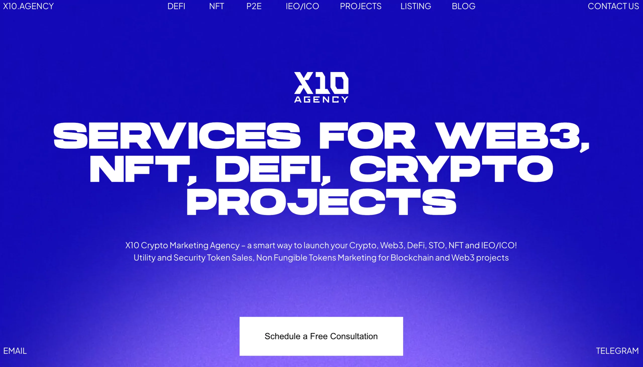 X10.Agency crypto google ads agency home page view