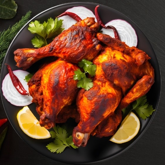 Tandoori Chicken grilled in clay oven at Ustaad G76 Kamloops