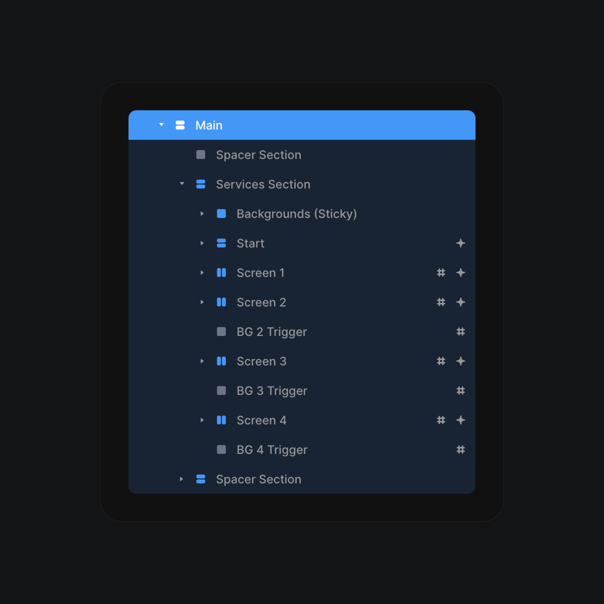 scroll animation layer structure