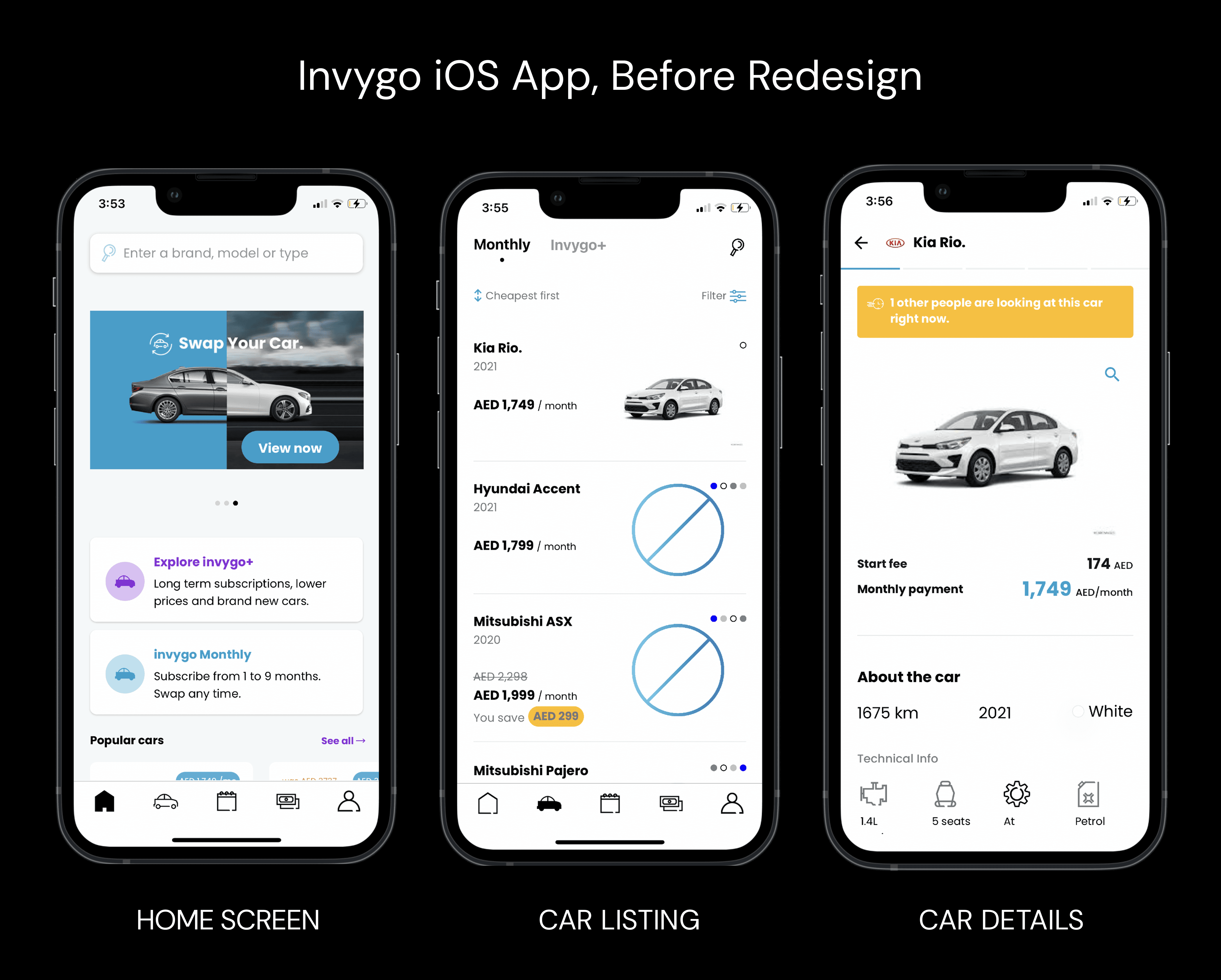 invygo iOS App Before Redesign