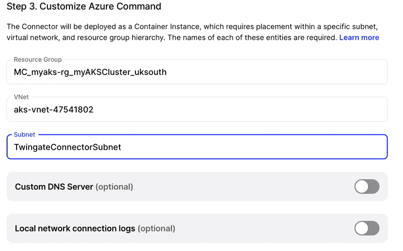 customize azure command