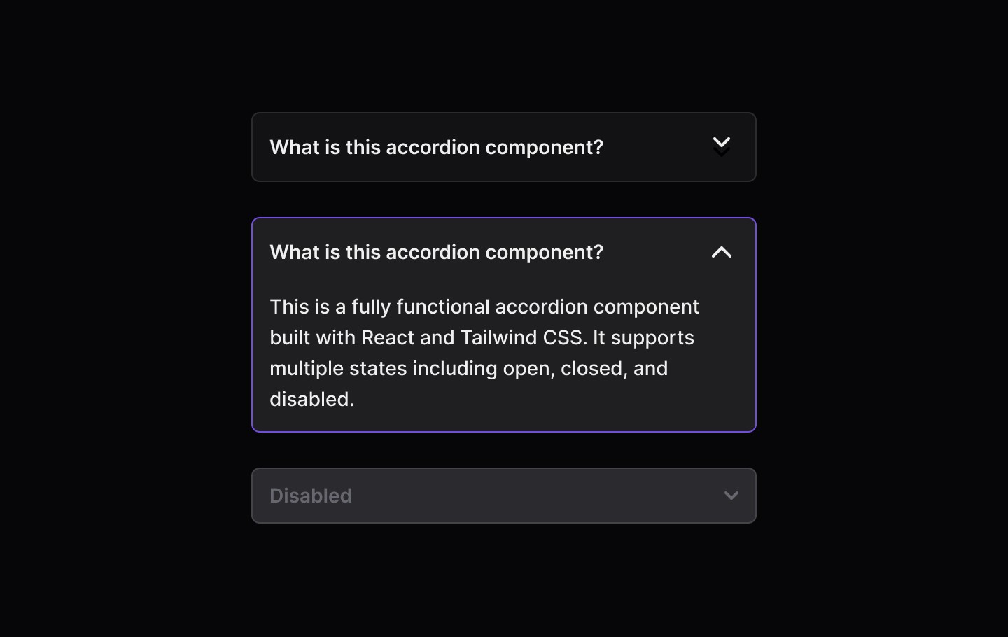 A frequently asked questions (FAQ) accordion UI component with three sections. The first section, labeled ‘What is this template for?’, is collapsed and has a ‘+’ icon on the right. The second section, labeled ‘Do I need coding skills to use this template?’, is expanded and displays the answer: ‘No, this template is built entirely in Framer, making it easy to customize without writing code.’ It has a ‘-’ icon on the right. The third section, labeled ‘Can I customize the template to fit my needs?’, is collapsed and has a ‘+’ icon on the right.