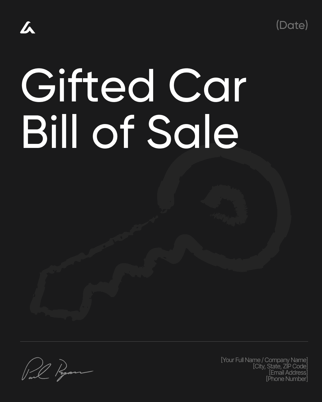 Gifted Car Bill of Sale