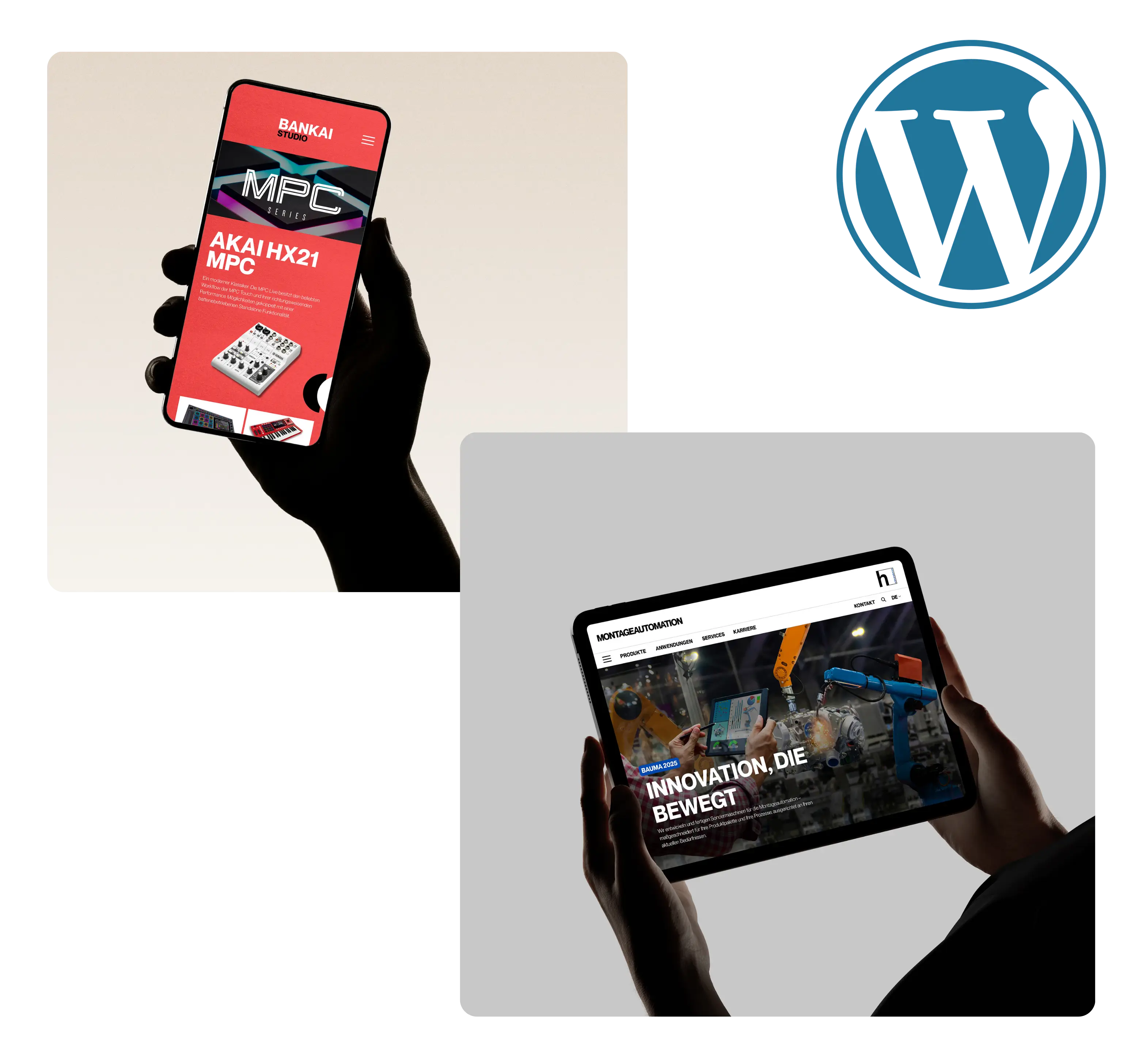 WordPress - 2 Bilder mit Websites zu sehen