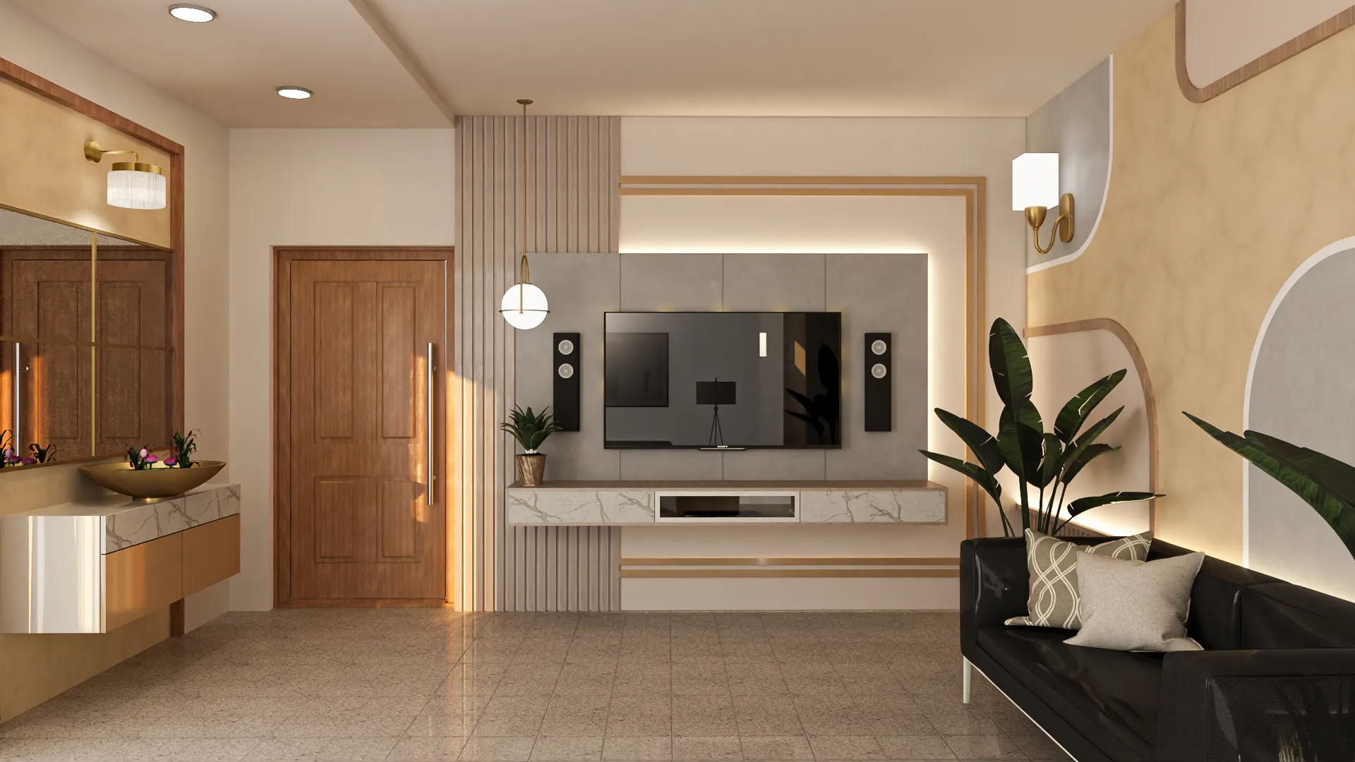 Modern Interior Apartment Rennovation With Vibrant Highlights