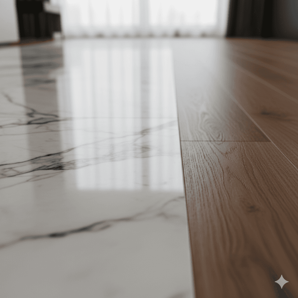 M3M Noida luxury Italian marble and wood flooring