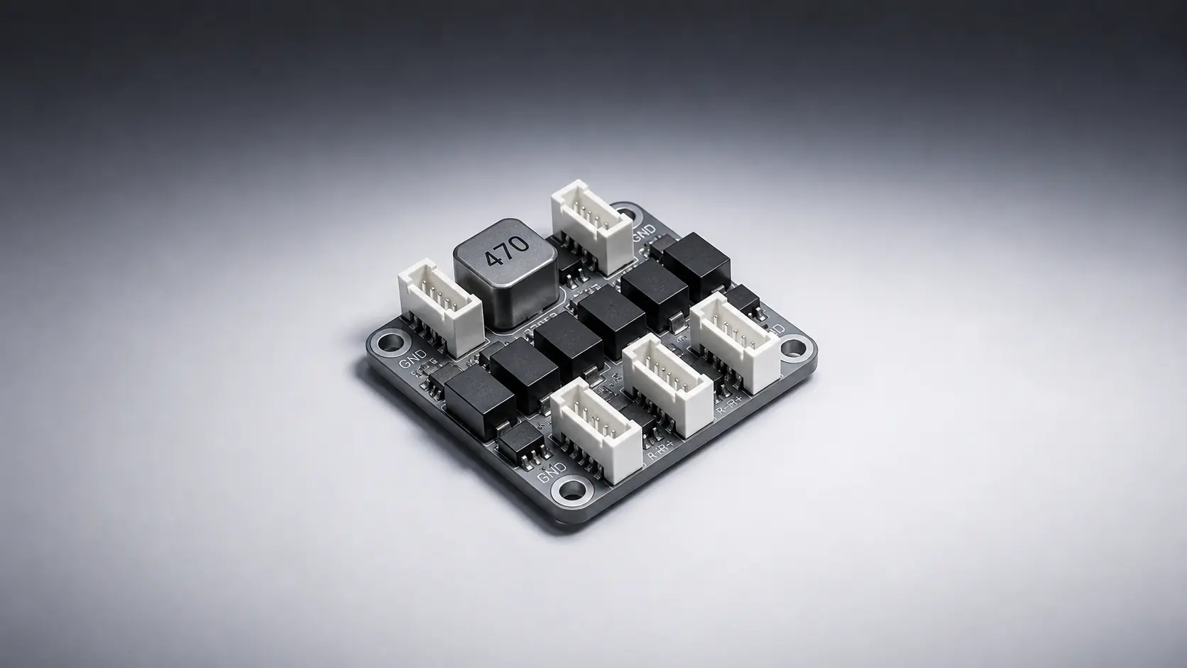 SwitchBlox Nano three-port Ethernet switch board on a dark studio background