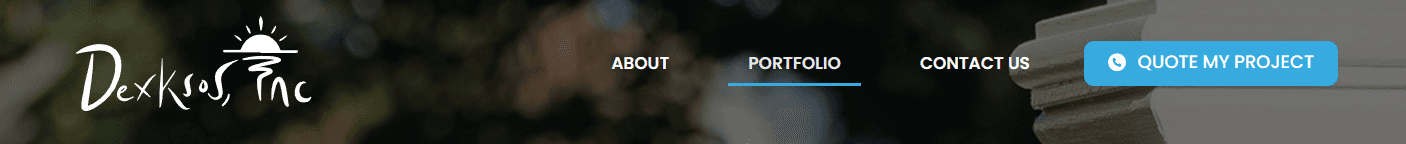 a sample navigation menu on a contractor website
