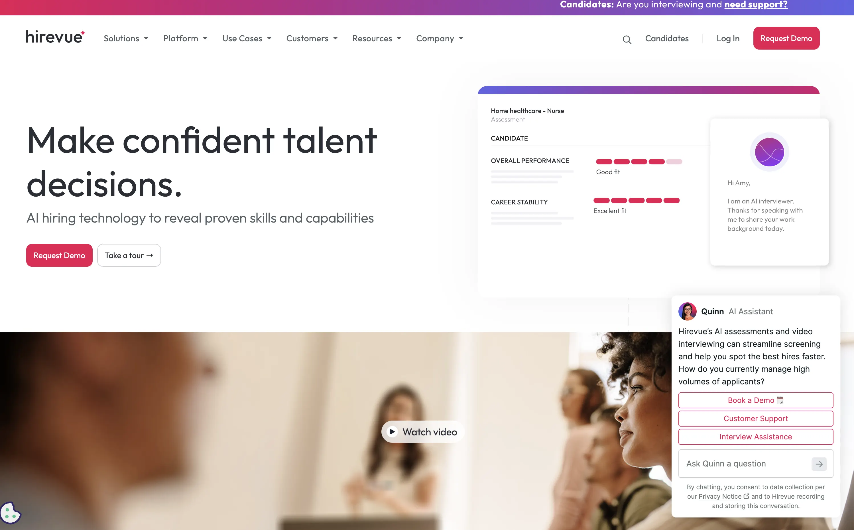 HireVue Homepage