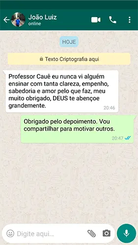 Depoimento real de aluno do método 30x8 — conversa 4