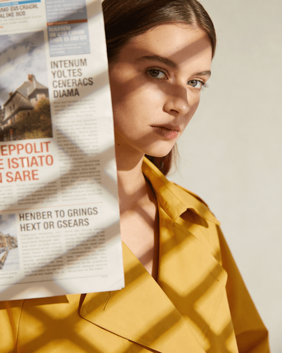 A woman holding a newspaper