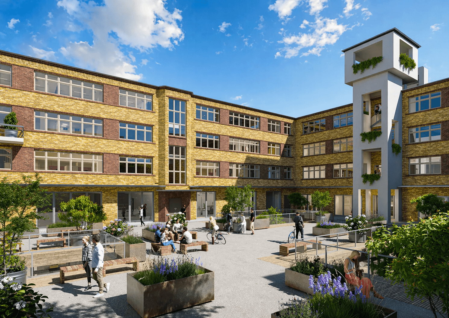 Hochhaus Eastside Collective in Berlin – Projekt für Studentenwohnen, Fitnessstudio, MVZ und Einzelhandelsflächen.