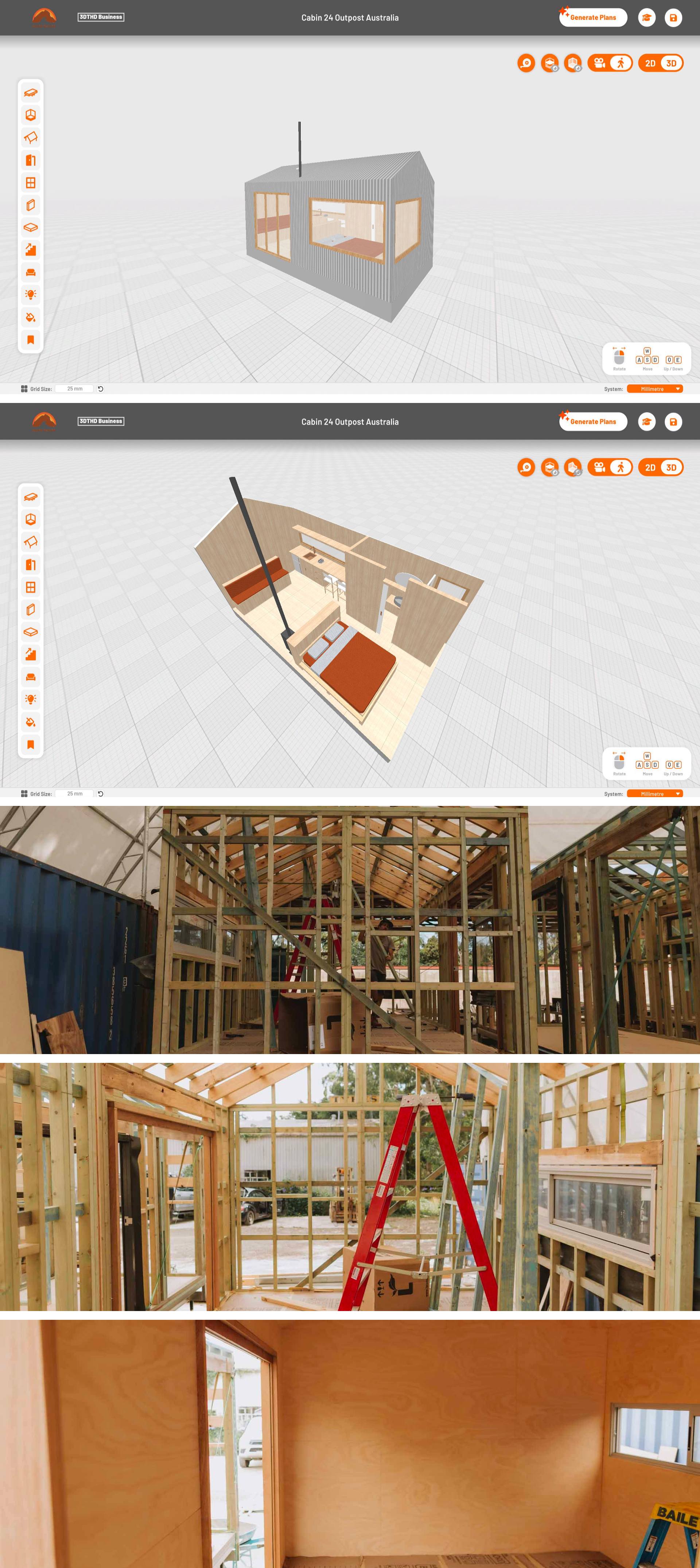 Cabin 34 in the 3DTHD software, from design concept to build.