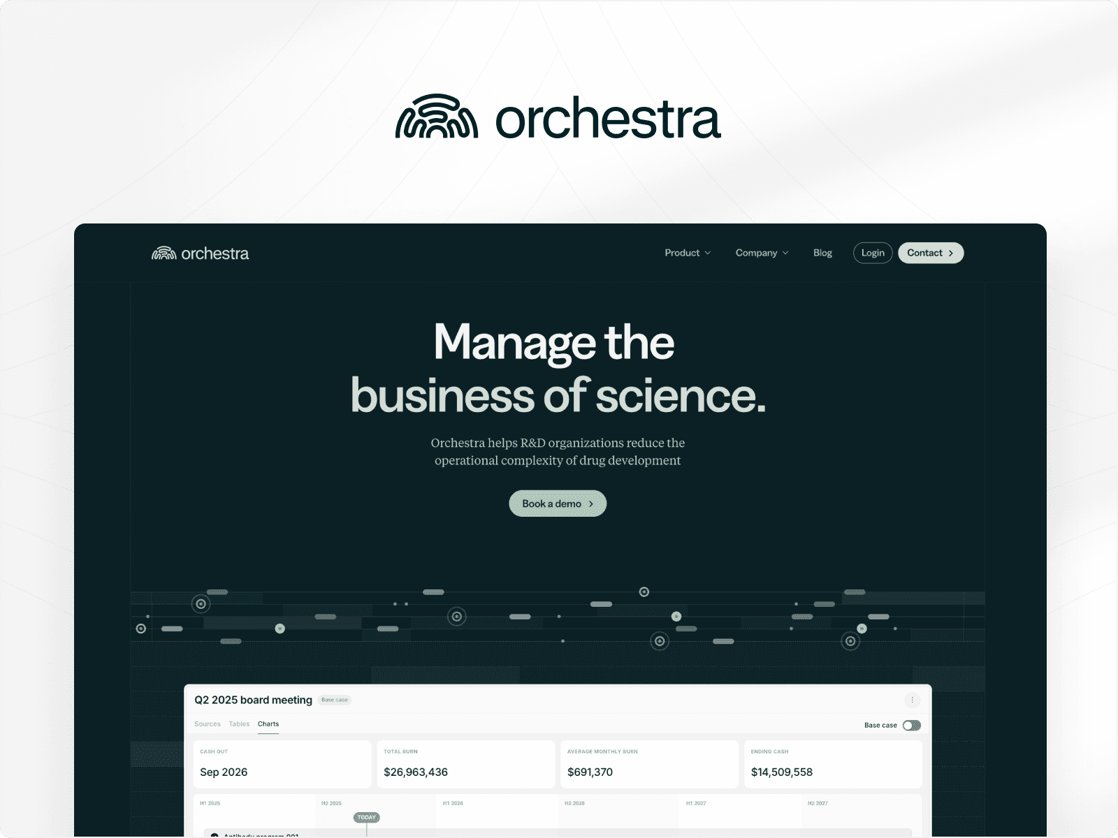 Orchestra homepage hero section mockup