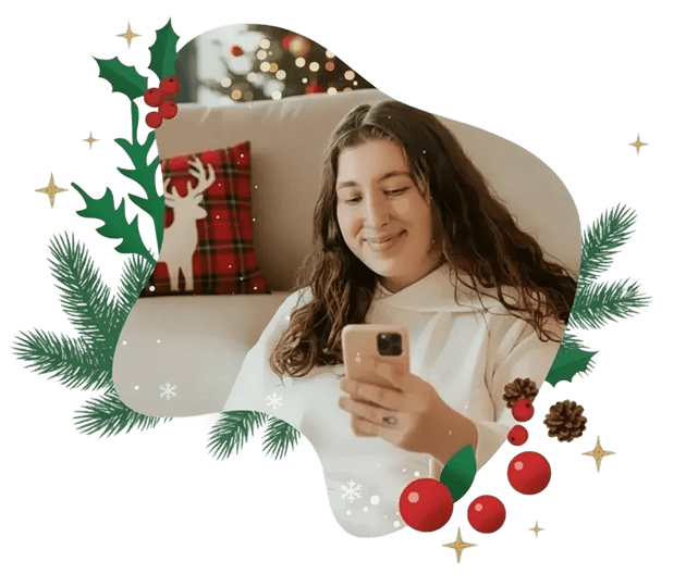 Woman smiling at her phone learning her nutrition therapy is covered by insurance