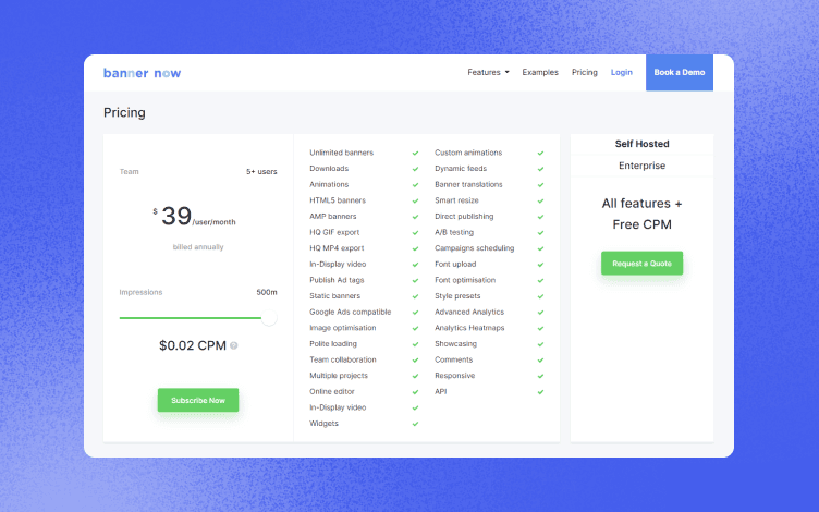 Bannernow pricing