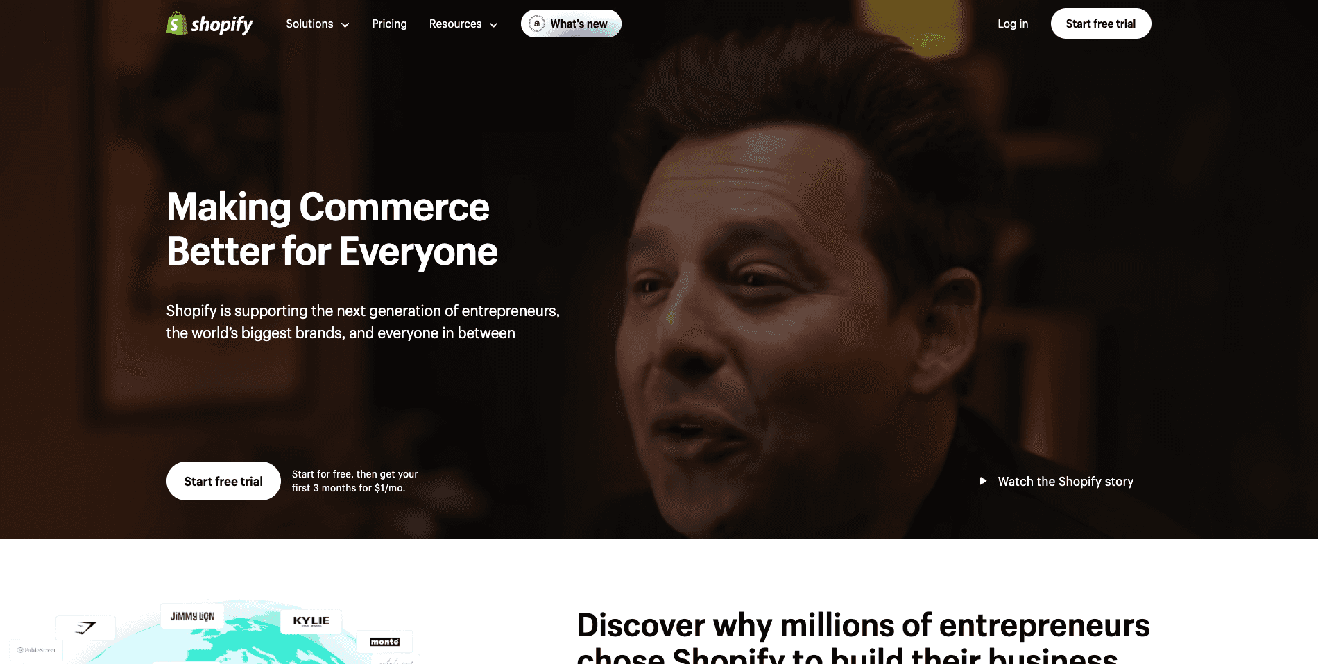 Shopify Homepage Screenshot