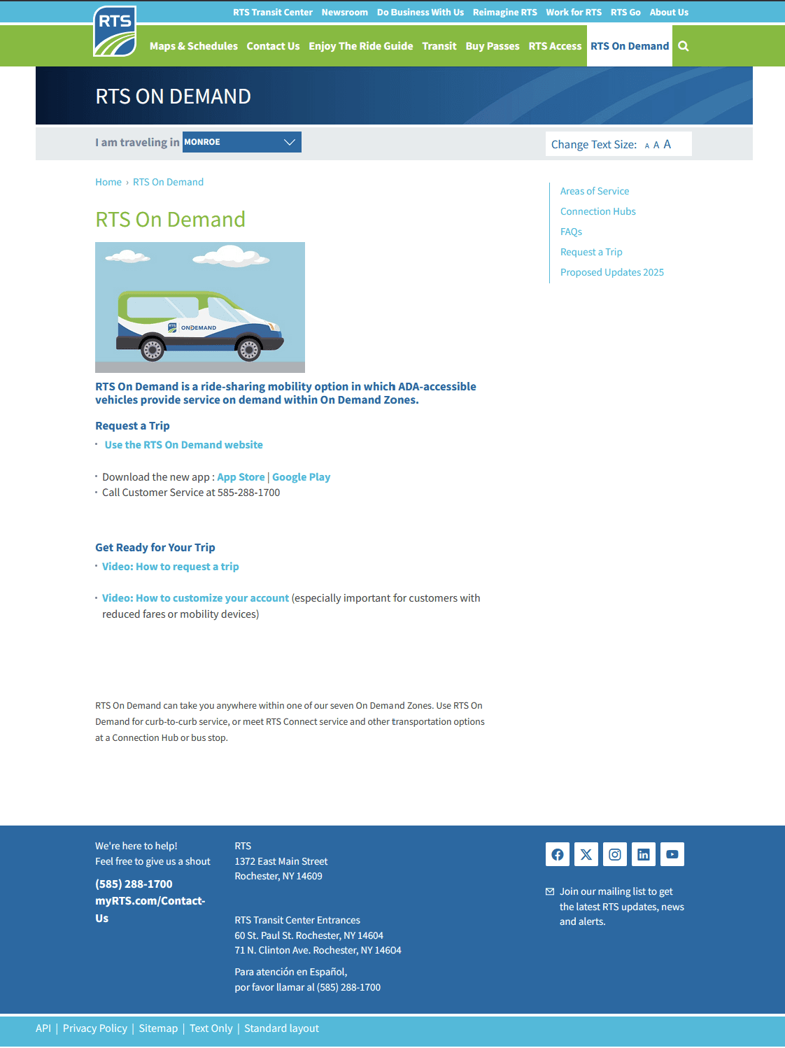 An image of the current RTS On Demand webpage