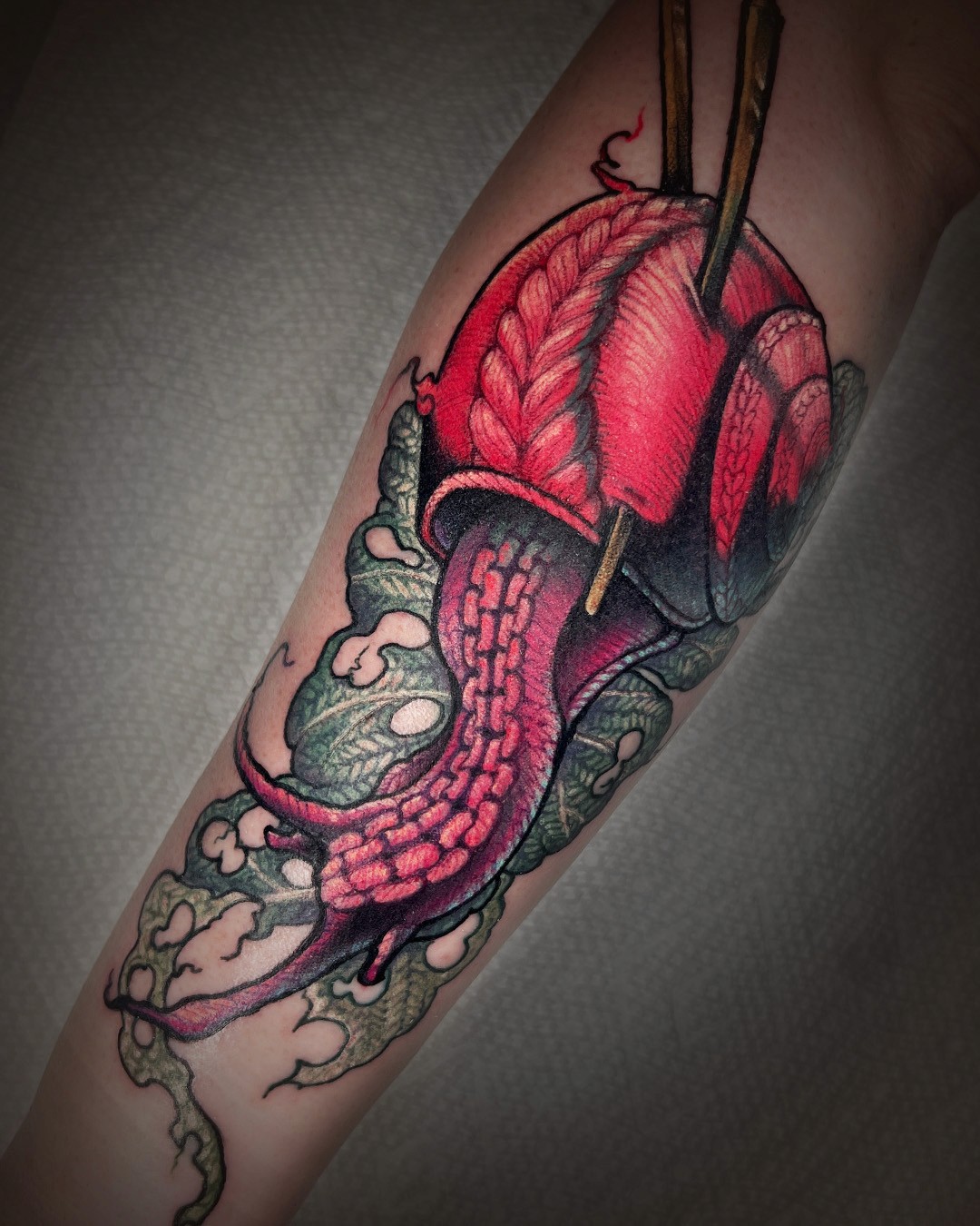 full color neo traditional red shell snail by kate erso
