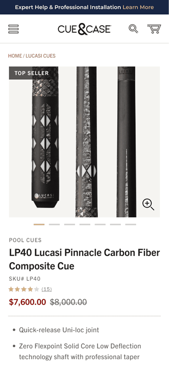 Product detail page
