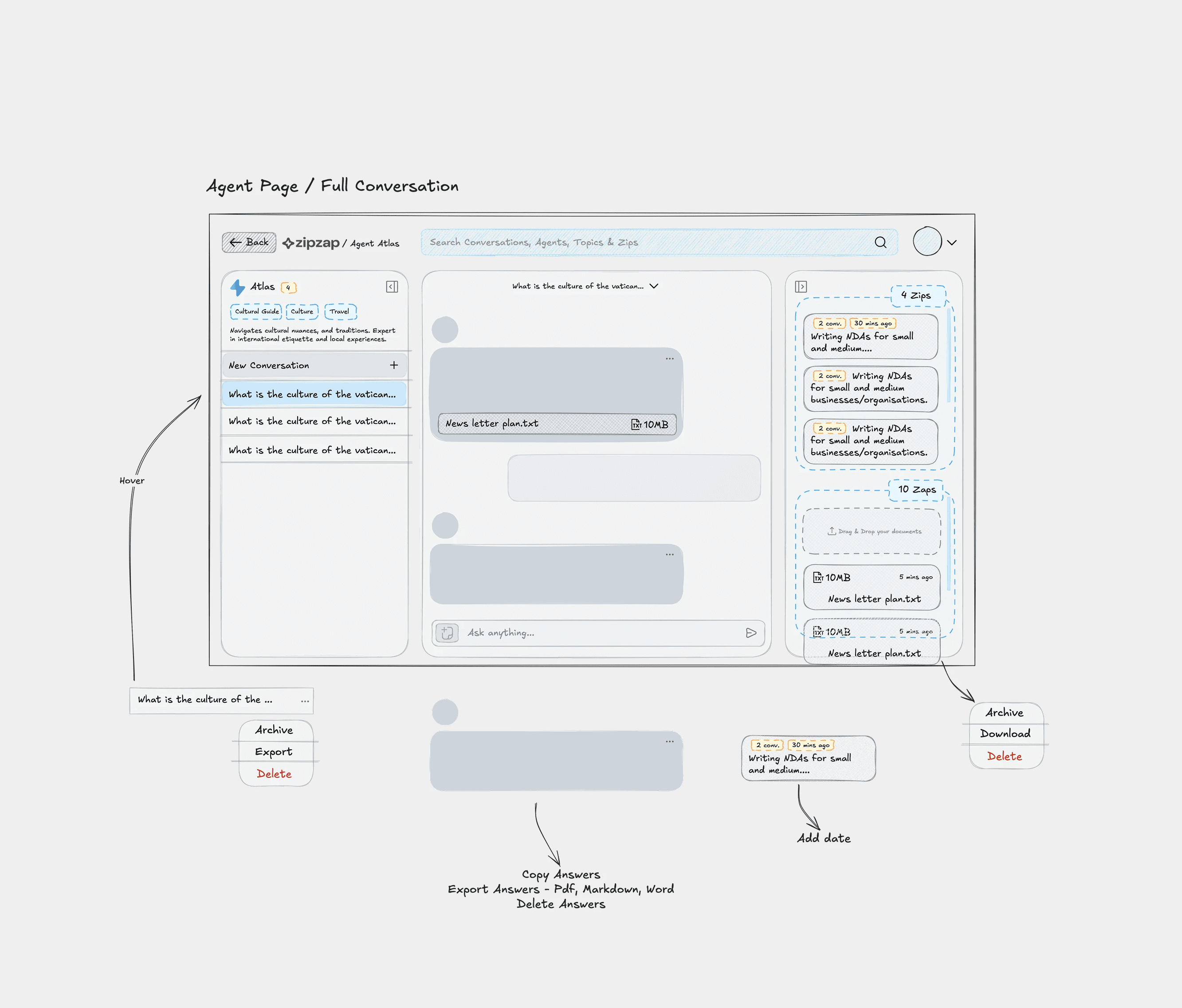 An image of the wireframe of the Main Page