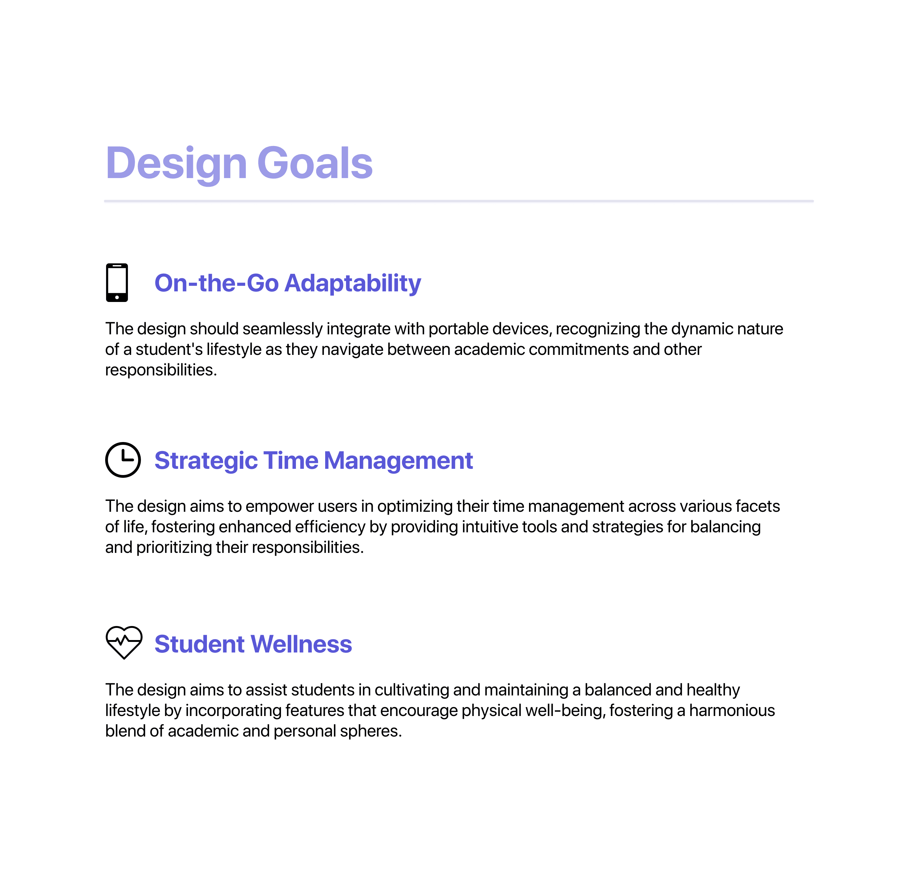 design goals list