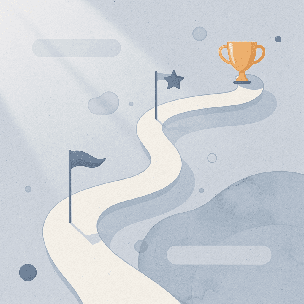Winding path with milestone markers representing a structured application modernization journey