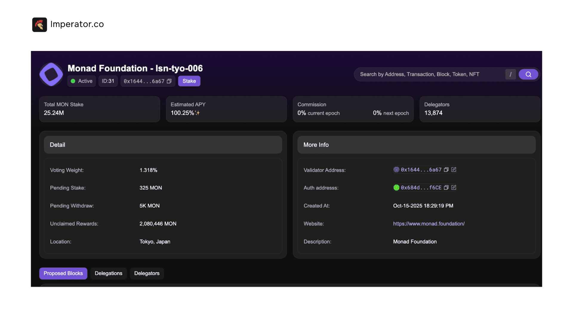 Tracking Validator Health monad blockchain