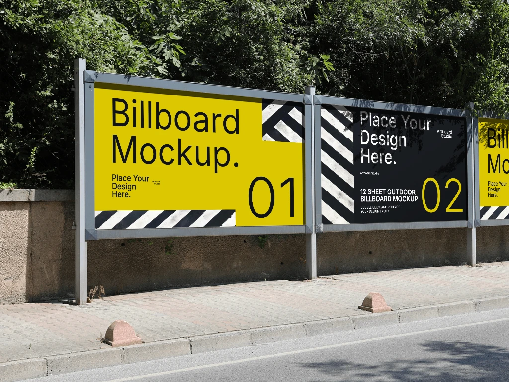 Street billboard mockups next to each other